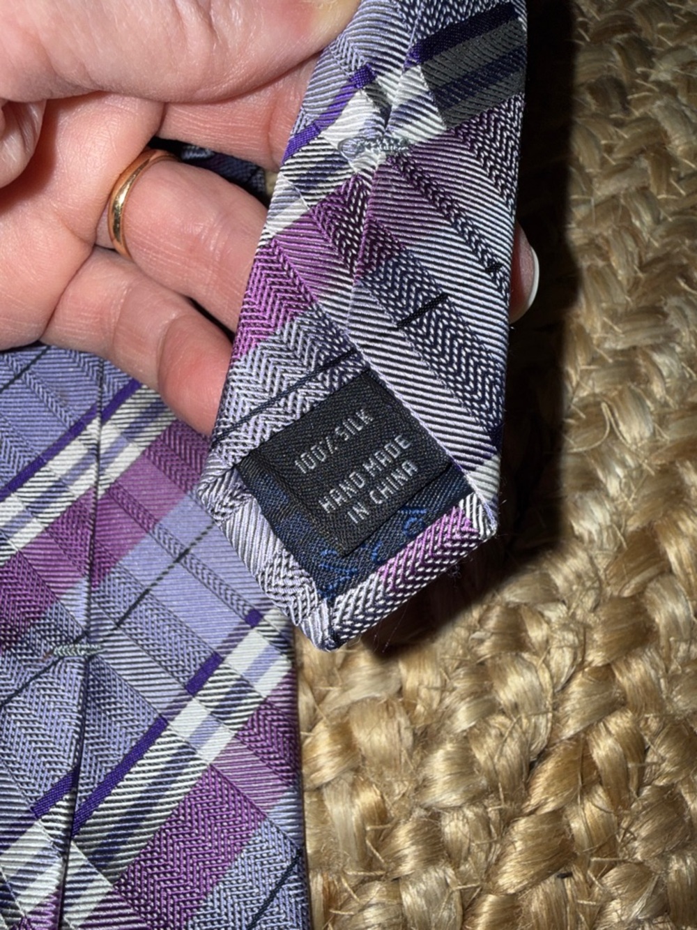 Jos. A. Bank Purple Plaid silk tie - Picture 6 of 6